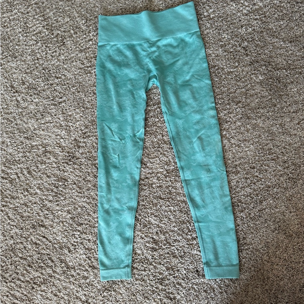 Gymshark Teal Camo Seamless Leggings Booty Scrunch